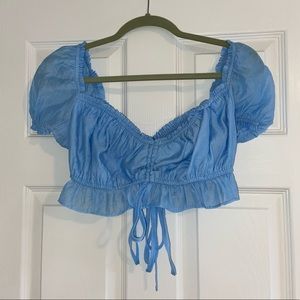 SHEIN Sheer Cropped Tie-Front Top